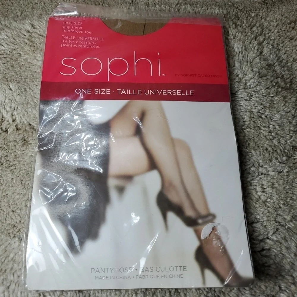 Sophi One Size Pantyhose Women Beige Day Sheer Reinforced Toe Tights NIP 264604